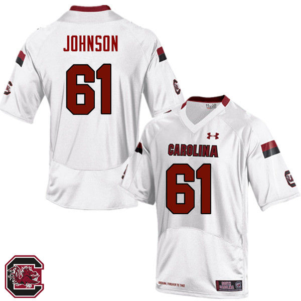 Men South Carolina Gamecocks #61 Cameron Johnson College Football Jerseys Sale-White